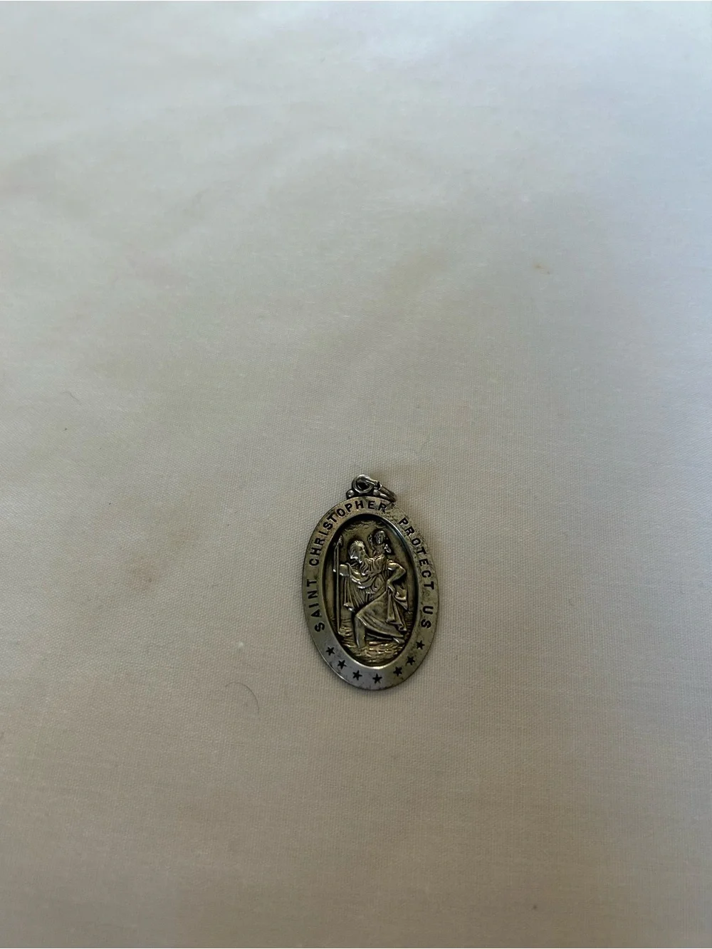 Sterling-Style Saint Christopher Medal Pendant Necklace in Silver